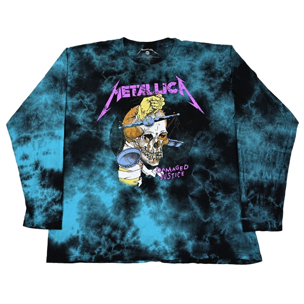 Metallica Long Sleeve T-Shirt Tie Dye Pushead Damaged Justice Tee 2XL Rare